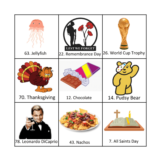 November Bingo Card