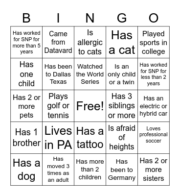 Find someone who.... Bingo Card