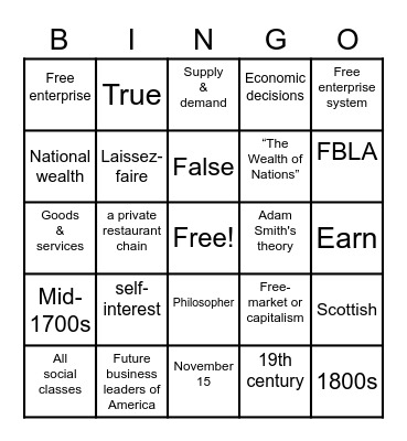 American Enterprise Day!! Bingo Card
