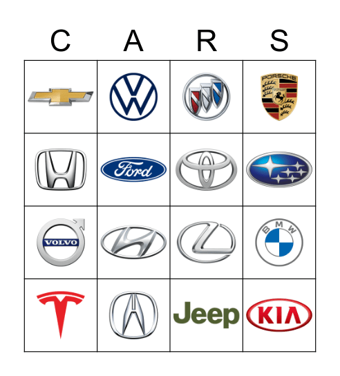 Car Logo Bingo Card