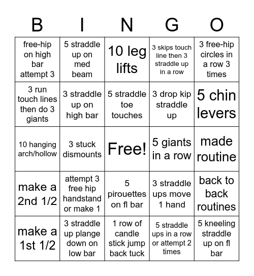 Bars 6/7 Bingo Card