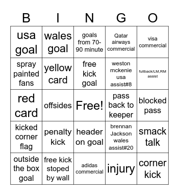 soccer bingo Card