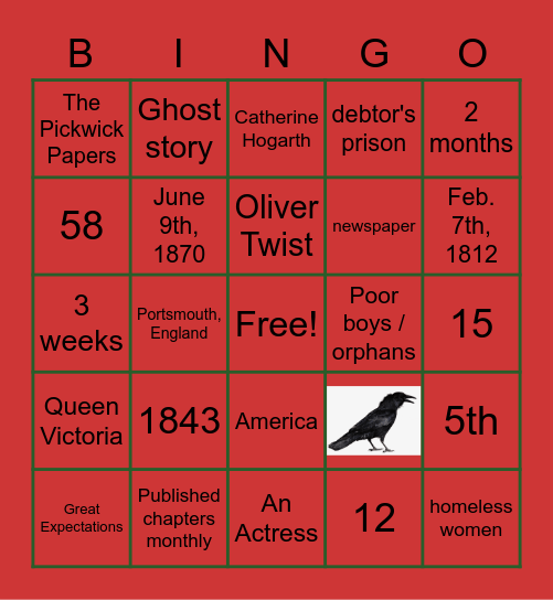 A Christmas Carol - Author Review Bingo Card