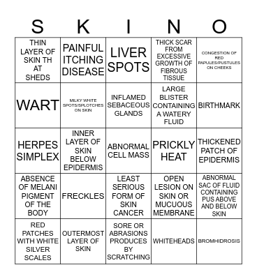 SKINO Bingo Card