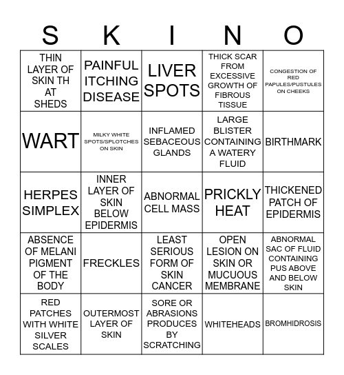 SKINO Bingo Card