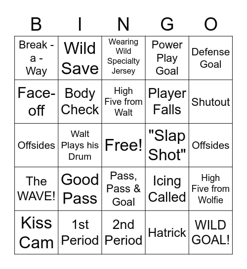 WILD HOCKEY Bingo Card