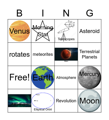 Inner Planets Review Bingo Card