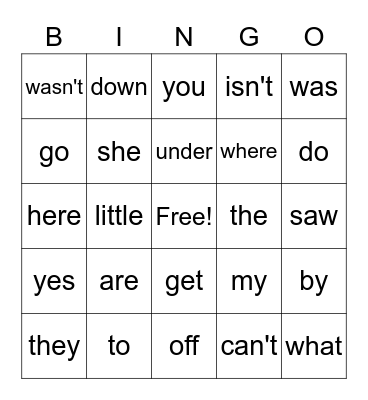 Sight Words 1-30 Bingo Card