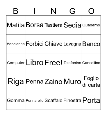 Italian bingo Card