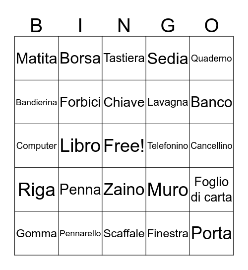 Italian bingo Card