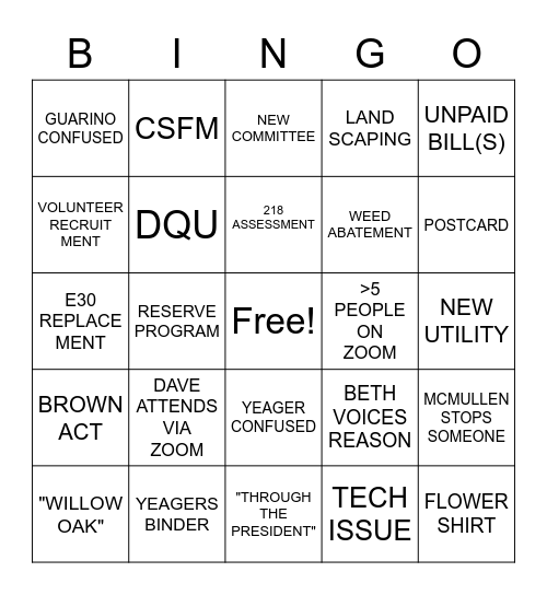 OPERATION CHATTANOOGA CHOO-CHOO Bingo Card