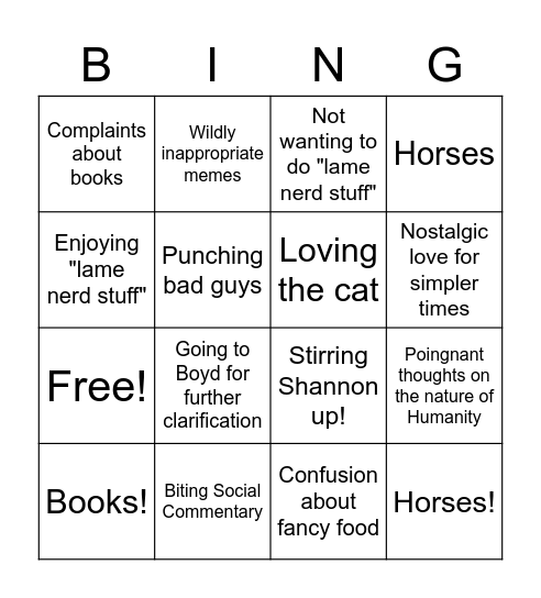 Matt Bingo Card