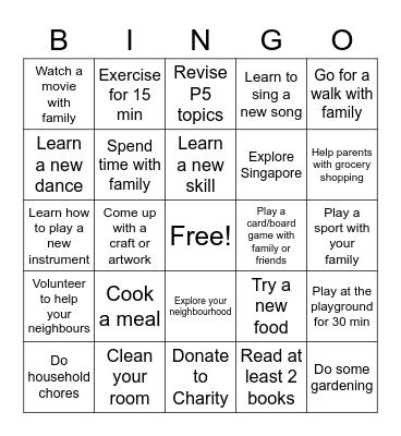 5A 2022 Holiday Bingo Challenge Bingo Card
