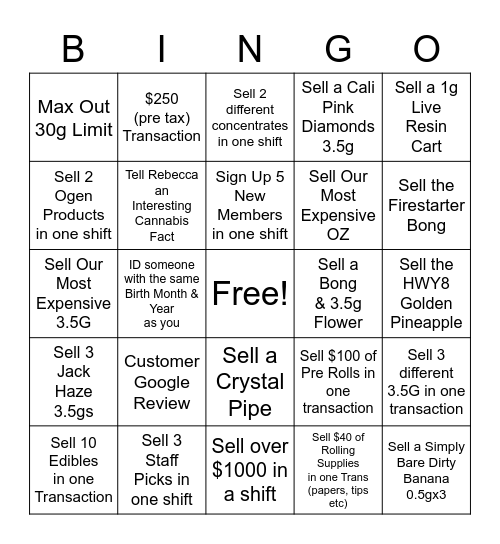 Heavenly Hemp Bingo Card