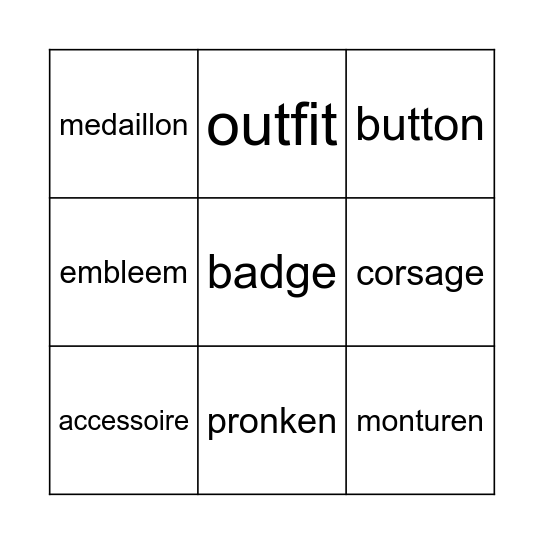 Kleding & uiterlijk Bingo Card
