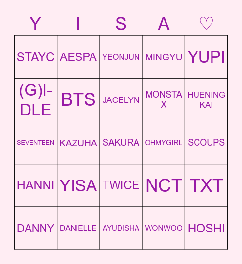 BINGO W/ HOSHI & DARYL Bingo Card