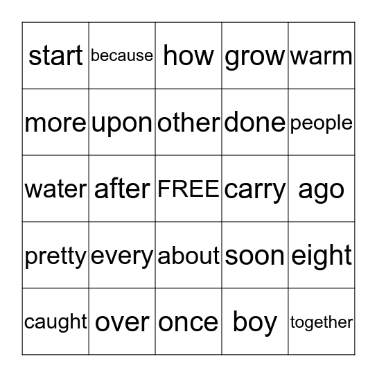 Grade 2 November Bingo Card