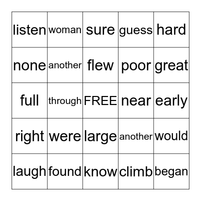 Grade 2 December Bingo Card