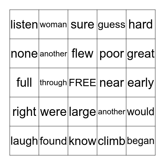 Grade 2 December Bingo Card