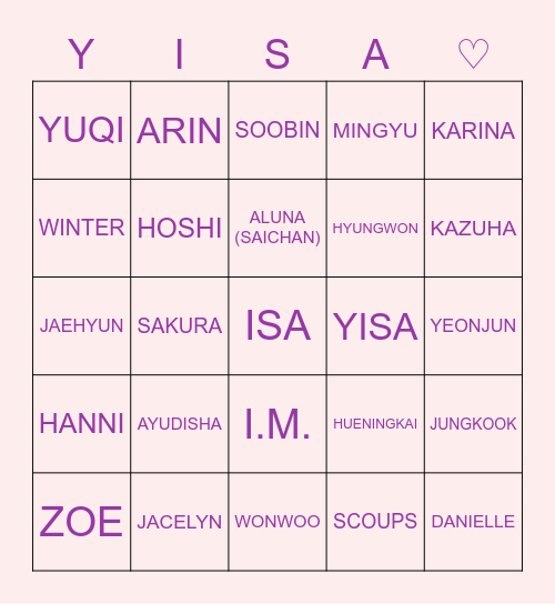 BINGO W/ HOSHI & DARYL Bingo Card