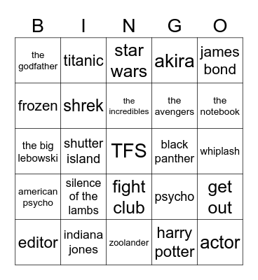 TFS GBM Bingo Card