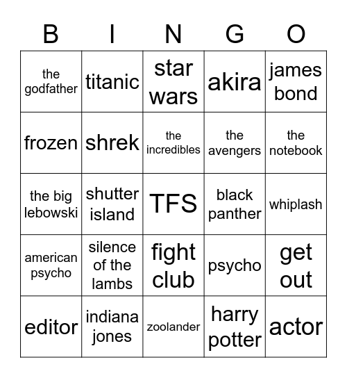 TFS GBM Bingo Card