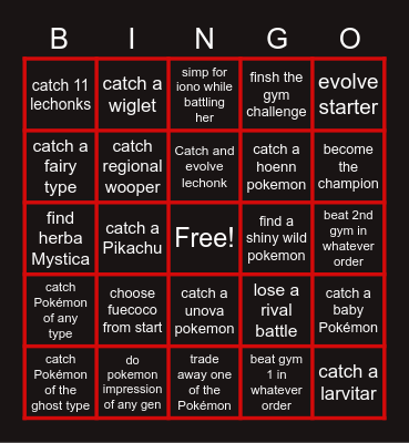 pokemon gen 9 bingo Challenge Bingo Card