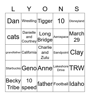 Happy Birthday Daniel Lyons Bingo Card