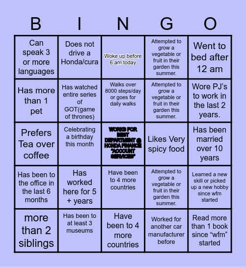 AS BINGO Card