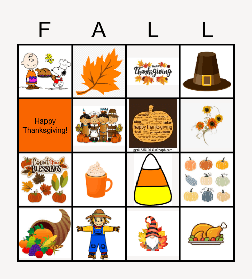 Thanksgiving Bingo Card