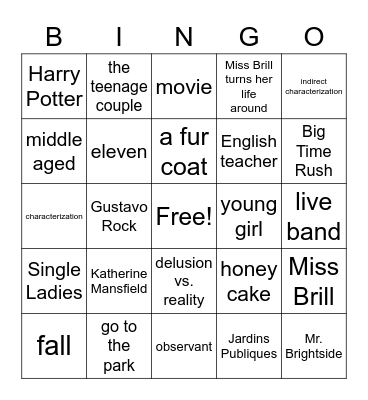 miss brill bingo Card