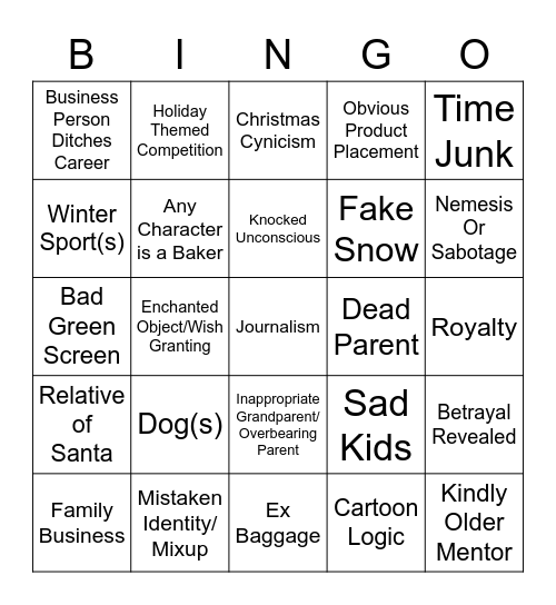 Christmas Movie Bingo Card