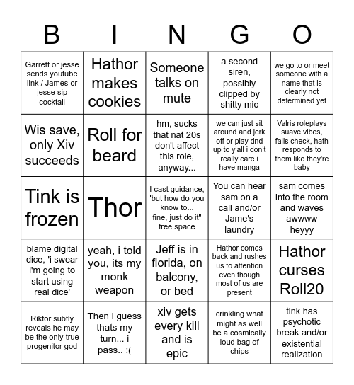 Shah-Bing Bingo Card