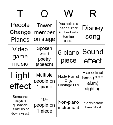 Tower @ PPE Bingo Card