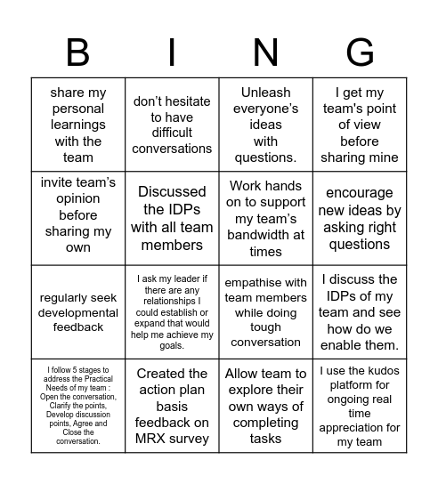 PEAK : Bingo Card