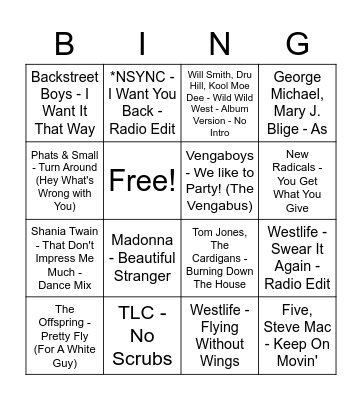 1999! Bingo Card