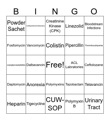 Alphabet Soup: A Review of Antibiotics Bingo Card