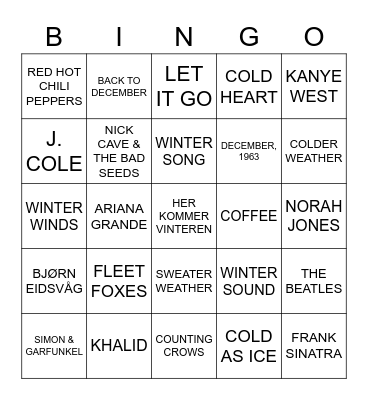 Winter Bingo Card