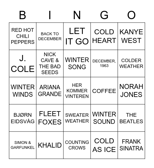 Winter Bingo Card