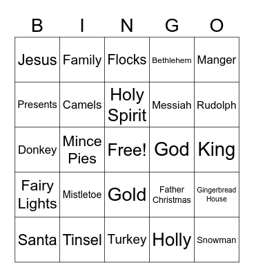 Family Carols 2022 Bingo Card
