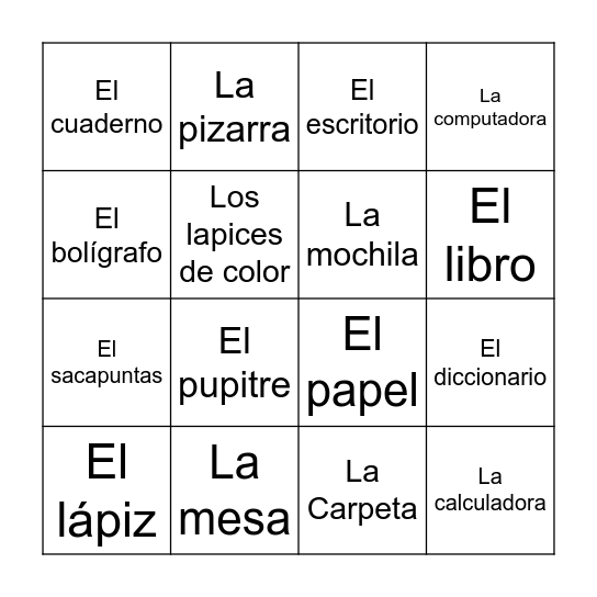 Gano - La escuela Bingo Card