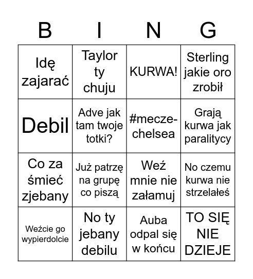 Szprycek & Tarask Chelsea Bingo Card