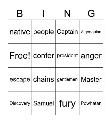 Blood on the River Bingo Card
