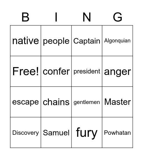 Blood on the River Bingo Card