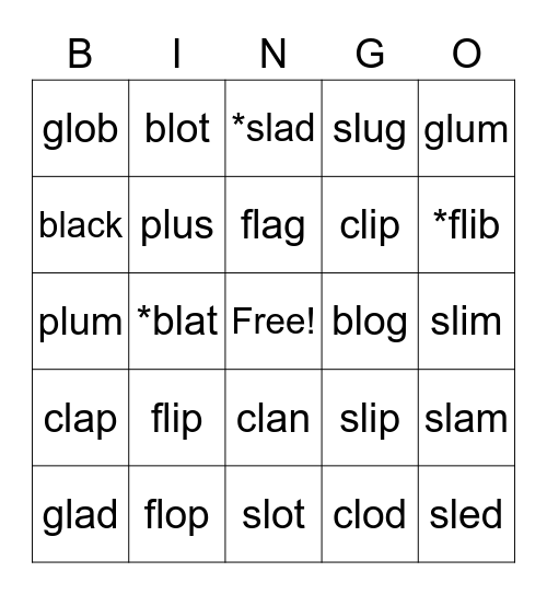 L Blends Bingo Card