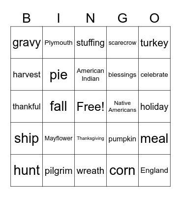 Thanksgiving Bingo Card