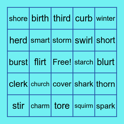 R Controlled Vowel Bingo Card