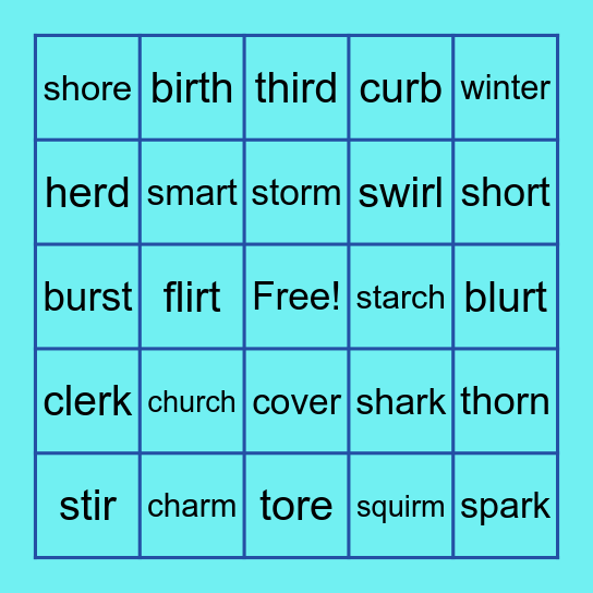R Controlled Vowel Bingo Card