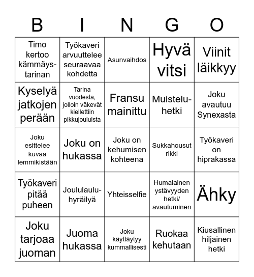 Syrinxin pikkujoulubingo Card