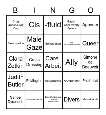 Feministisches Bingo Card